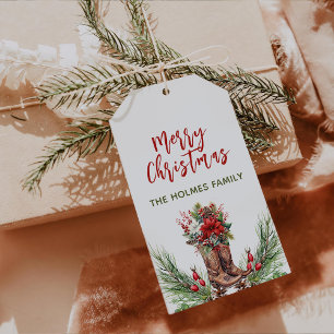 Cowboy Boots Merry Christmas Gift Tags