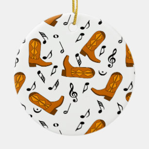 Cowboy Boots Music Notes Ceramic Tree Decoration