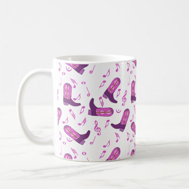 Cowboy Boots Music Notes Coffee Mug (Left)