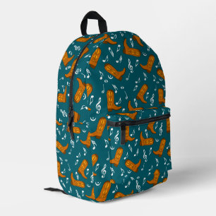 Cowboy Boots Music Notes Printed Backpack