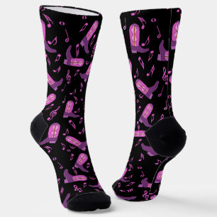 Cowboy Boots Music Notes Socks