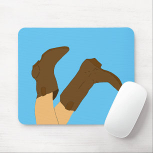 Cowboy Boots on Light Blue Background  Mouse Pad