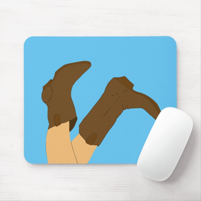 Cowboy Boots on Light Blue Background  Mouse Pad (With Mouse)