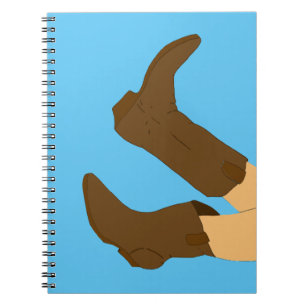 Cowboy Boots on Light Blue Background Notebook
