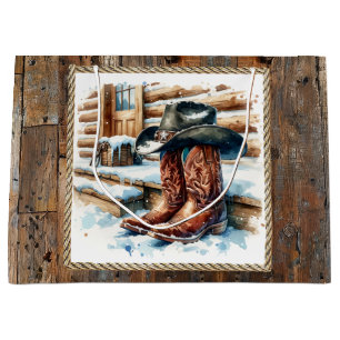 Cowboy Boots on the Front Porch Christmas Large Gift Bag