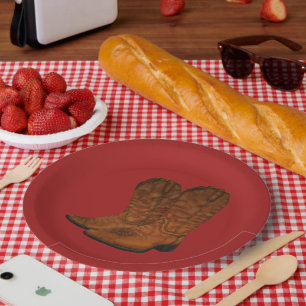 Cowboy Boots Paper Plate