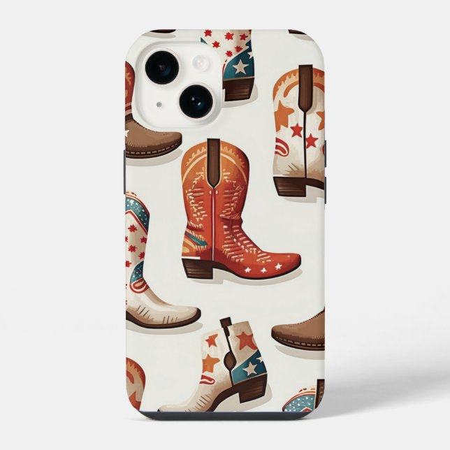 Cowboy boots pattern iPhone case (Back)