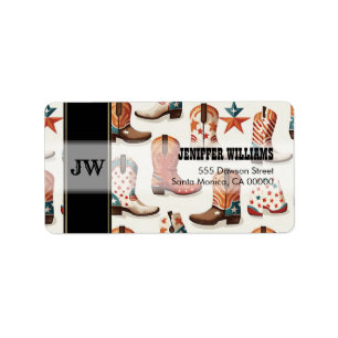 Cowboy boots pattern label