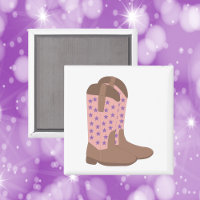 Cowboy Boots Pink Brown and Purple Stars