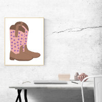 Cowboy Boots Pink Brown Purple Stars 
