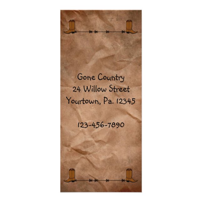 Cowboy Boots Rack Card (Front)