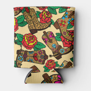 Cowboy Boots & Roses: Vintage Design. Can Cooler