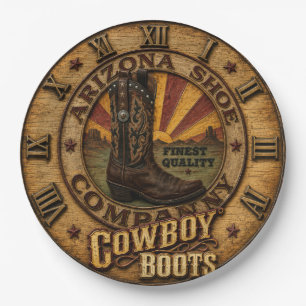 Cowboy Boots Rustic Western Ranch  Paper Plate