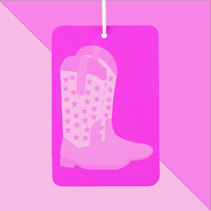 Cowboy Boots Stars Pink Background Car Air Freshener