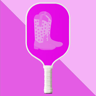 Cowboy Boots Stars Pink Background Pickleball Paddle
