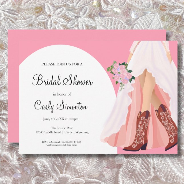 Cowboy Boots & Wedding Dress Bridal Shower Invitation (Creator Uploaded)