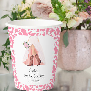 Cowboy Boots & Wedding Dress Bridal Shower Paper Cups