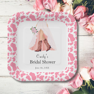 Cowboy Boots & Wedding Dress Bridal Shower Paper Plate
