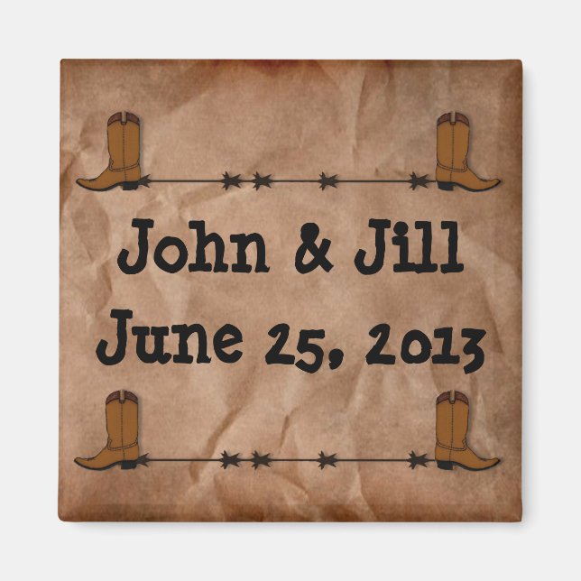 Cowboy Boots Wedding Favor Magnet (Front)