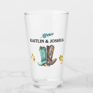 Cowboy Boots Wedding 🤠 Rustic Western Monogram Glass