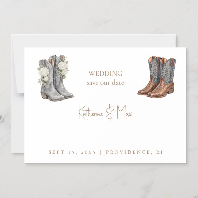 Cowboy Boots Wedding Save the Date Magnetic Invitation (Front)