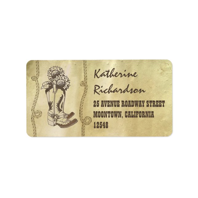 cowboy boots western address labels (Front)