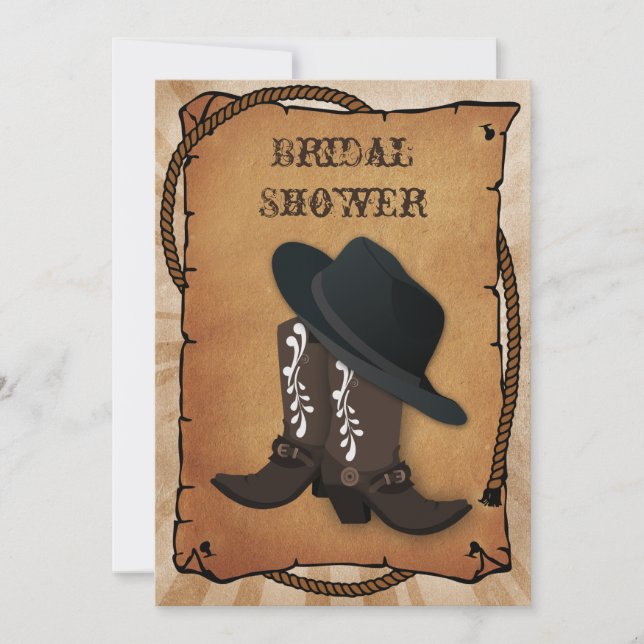 cowboy boots western Bridal shower Invitation (Front)