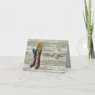 cowboy boots western country wedding thank you card