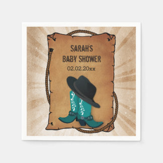 cowboy boots western personalised party napkins