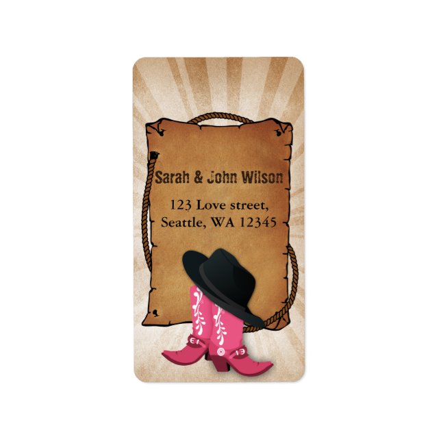 cowboy boots western theme address label (Front)
