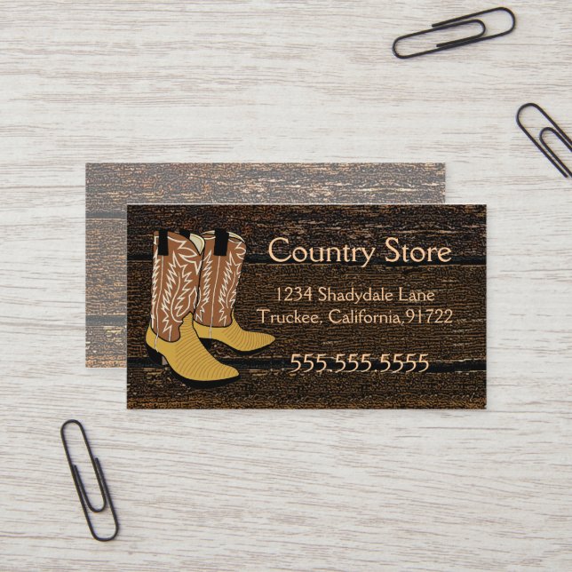 Cowboy Boots Western Theme Business Card (Front/Back In Situ)