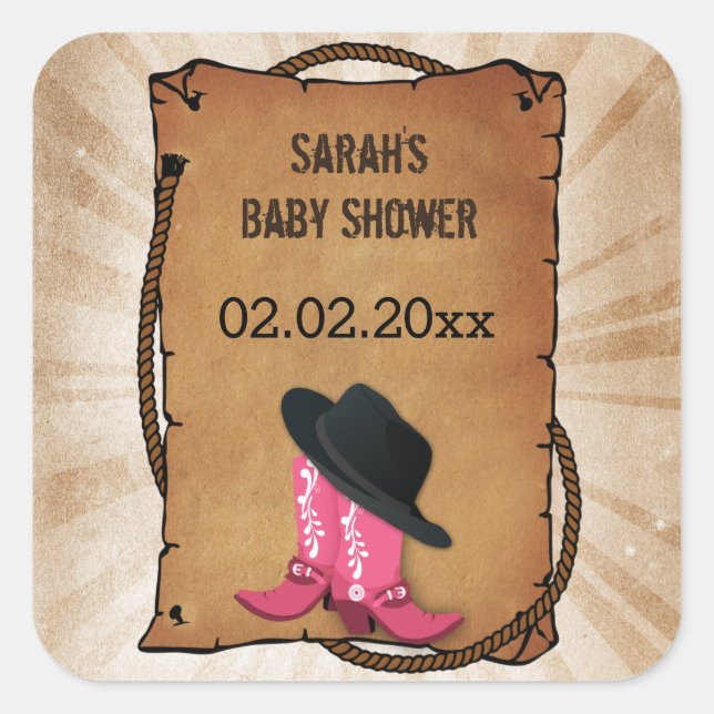 cowboy boots western theme Personalised stickers (Front)
