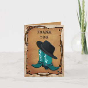 cowboy boots western Theme Thank you Card