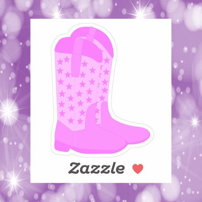 Cowboy Boots with Stars Pink (A sticker of a pair of pink cowboy boots with stars.)