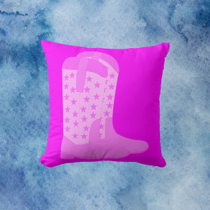 Cowboy Boots with Stars Pink Cushion