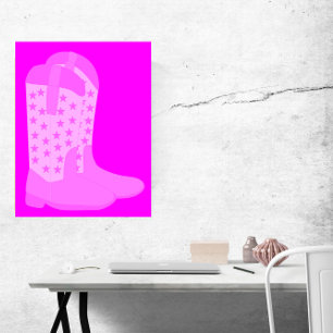 Cowboy Boots with Stars Pink Poster