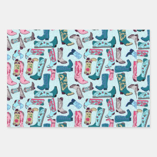 Cowboy boots wrapping paper sheet