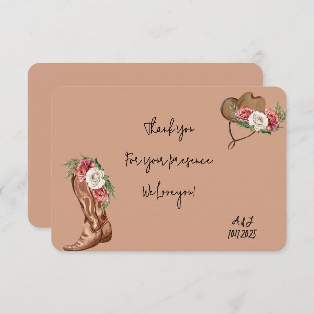 cowboy bridal shower thank you (Front/Back)