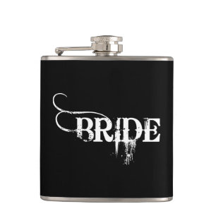 Cowboy Bride Stamp White On Black Hip Flask