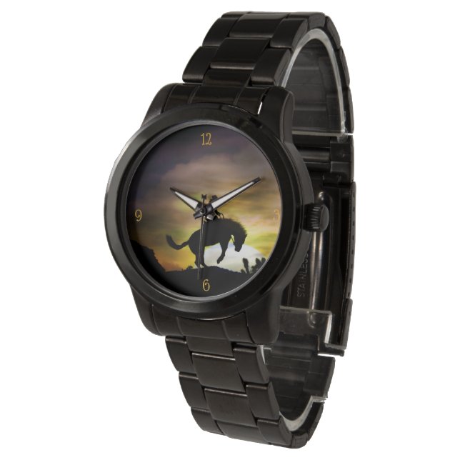 Cowboy Bronc Rider and Bucking Horse Watch (Angled)