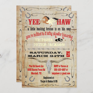 Cowboy Bucking Bronco Couples Baby Shower Invitation
