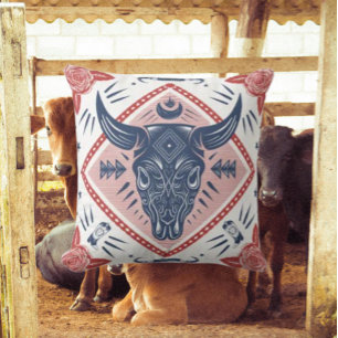 Cowboy Bull Western Cushion