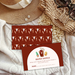 Cowboy Cactus Beer Diaper Raffle Baby Shower Enclosure Card