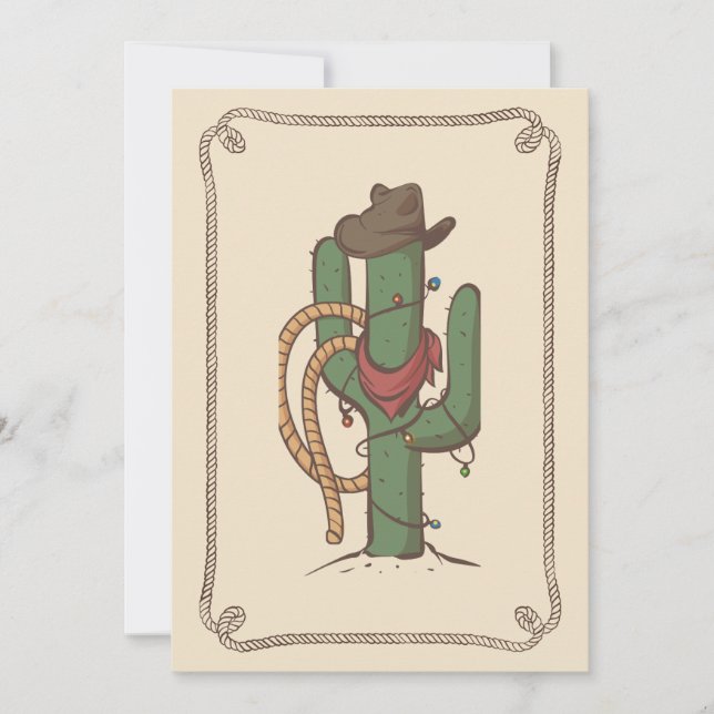 Cowboy Cactus Illustration Holiday Card (Front)