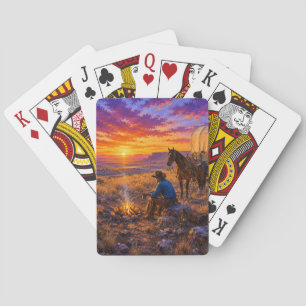Cowboy Campfire Glow Playing Cards