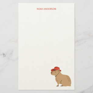 Cowboy capybara animal kids stationery paper 