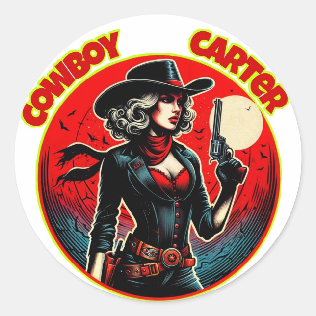 Cowboy carter  classic round sticker (Front)