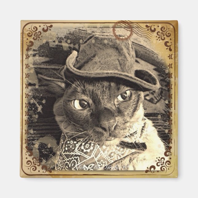 Cowboy Cat 3 Magnet (Front)