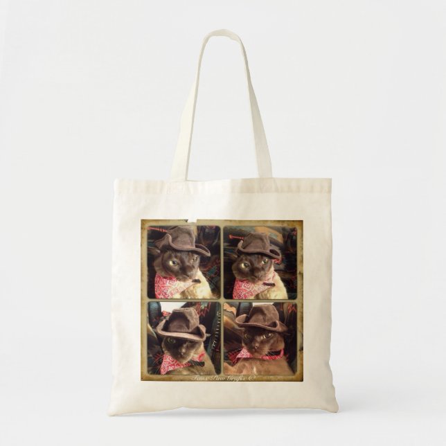 Cowboy Cat, 4 Views Tote Bag (Front)