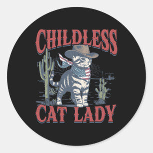 Cowboy Cat Childless Cat Lady For Kamala Election  Classic Round Sticker
